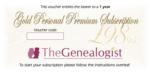 www.TheGenealogist.co.uk Gift Voucher - Gold Personal Premium 1 year Credit Free Subscription