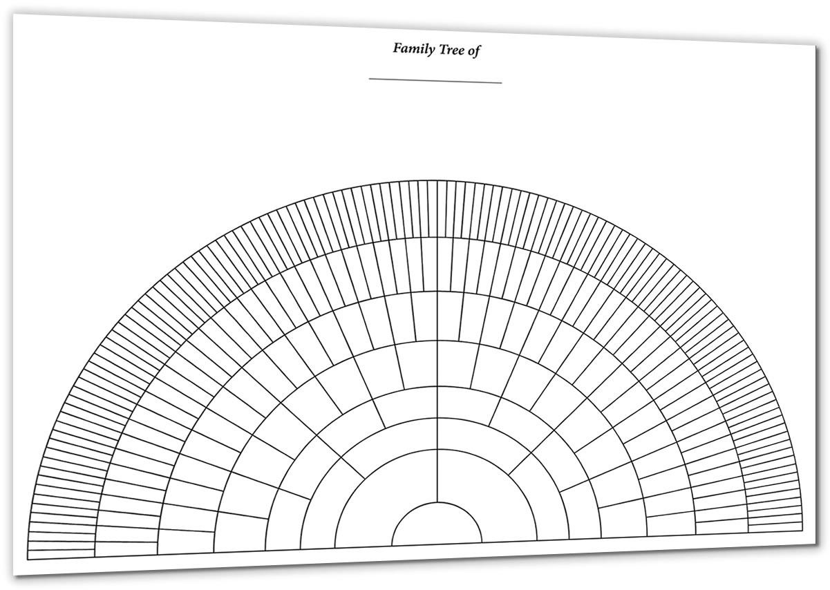 chart 6 printable pedigree generation Half Generation Eight A2 S&N Chart Circle Fan Genealogy