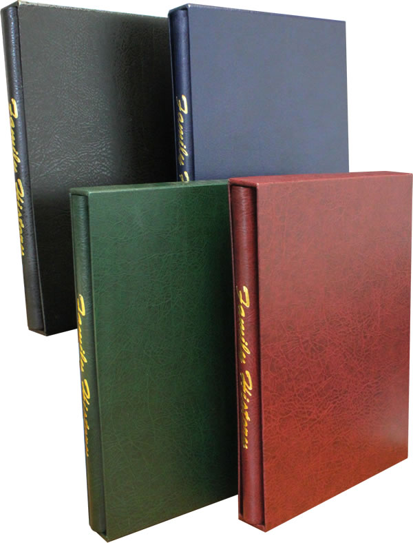 Leather Effect Family History Springback Binders with Slip Cases