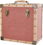 12 inch Vintage Luggage Style LP Vinyl Storage Case - Burgundy/Tan