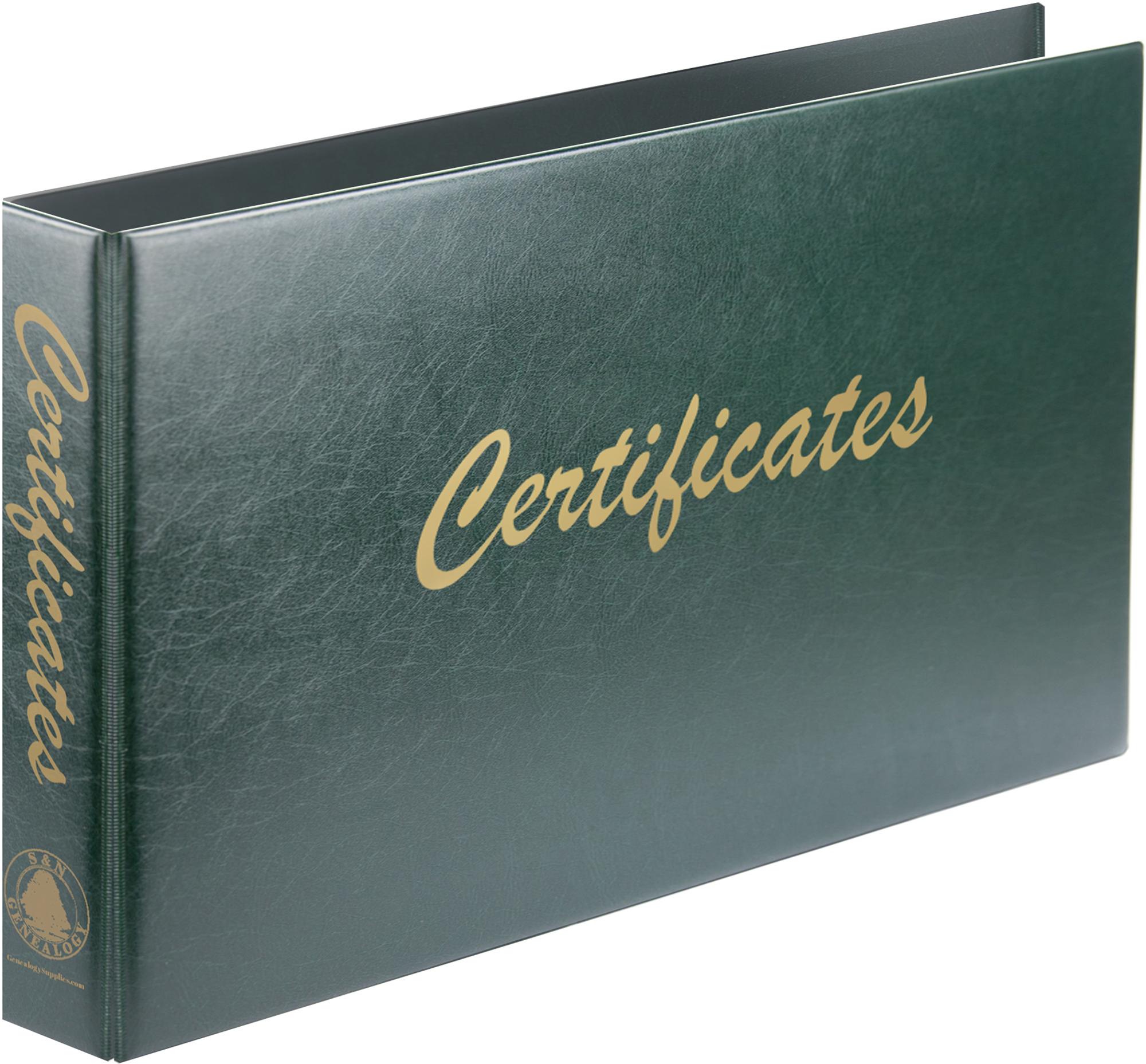 Long Luxury Green Certificate Binder