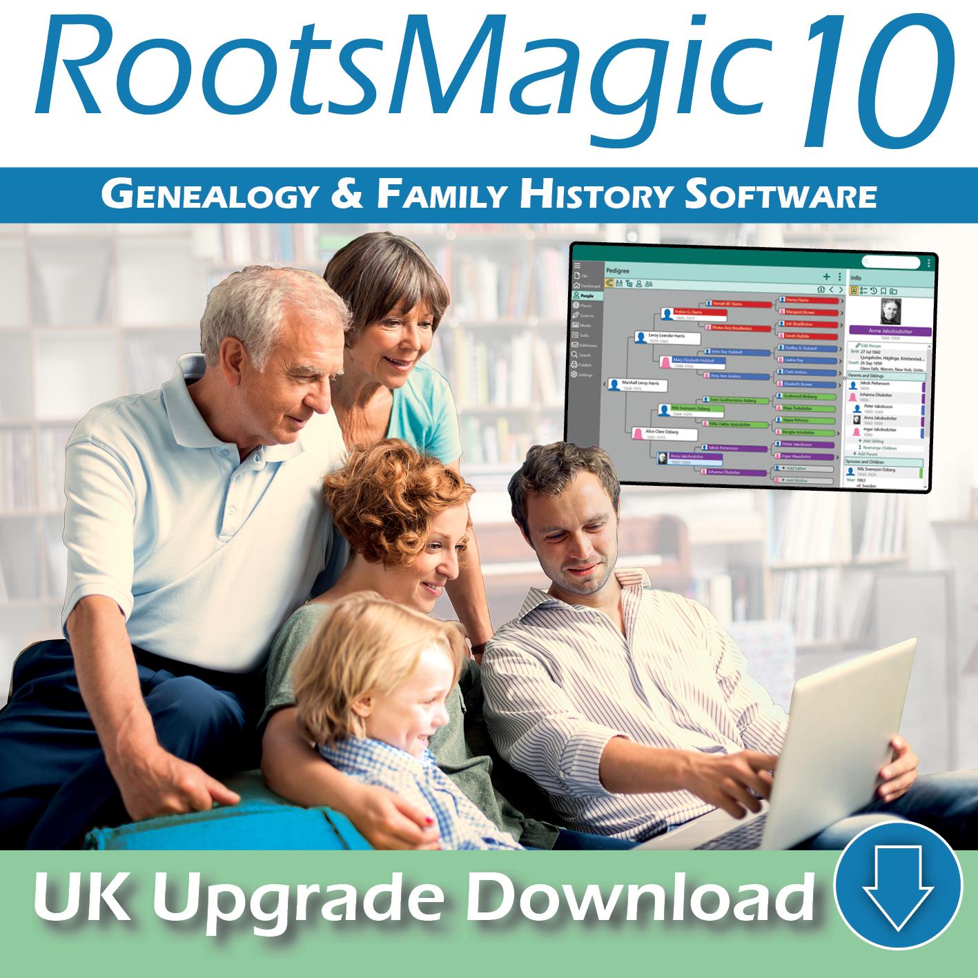 RootsMagic UK Version 10 Upgrade Download (PC/Mac)