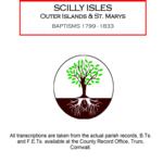 Cornwall, Scilly Isles Baptisms - Outer Islands & St. Marys 1799 - 1833