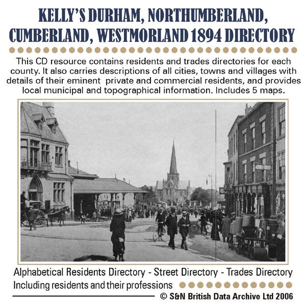 Cumberland & Westmorland Kellys Directory 1894 CDROM 