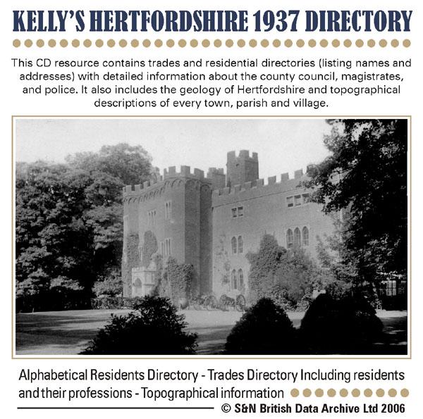 GENEALOGY DIRECTORY FOR TOWNS & VILLAGES IN HERTFORDSHIRE 1839-1937 