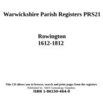 Warwickshire,  Rowington Parish registers 1612-1812 - PRS 21