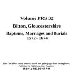 Gloucestershire, Bitton  Baptisms, Marriages and Burials 1572-1674