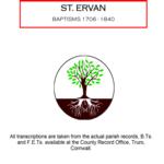 Cornwall, St. Ervan Baptisms 1706 - 1840