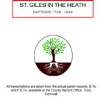 Cornwall, St. Giles in the Heath Baptisms 1706 - 1846