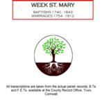 Cornwall, Week St. Mary Baptism 1740-1843, Marriages 1754-1812
