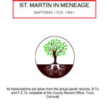 Cornwall, St. Martin in Meneage Baptisms 1703 - 1841