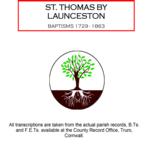 Cornwall, St. Thomas by Launceston Baptisms 1729-1863