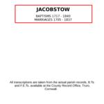 Cornwall, Jacobstow Baptisms 1717 - 1840; Marriages 1705 - 1837.