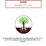 Cornwall, Rame Baptisms 1714 - 1841