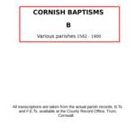 Cornish Baptisms - B (by surname) 1562 - 1900