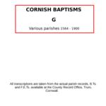 Cornish Baptisms - G (by surname) 1564 - 1900