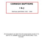 Cornish Baptisms - I & J (by surname) 1562 - 1900
