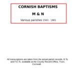 Cornish Baptisms - M & N (by surname) 1563 - 1900
