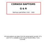 Cornish Baptisms - Q & R (by surname) 1562 - 1900