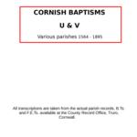 Cornish Baptisms - U & V (by surname) 1564 - 1895
