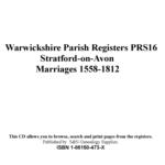 Warwickshire, Stratford-on-Avon Holy Trinity Marriages 1558 - 1812